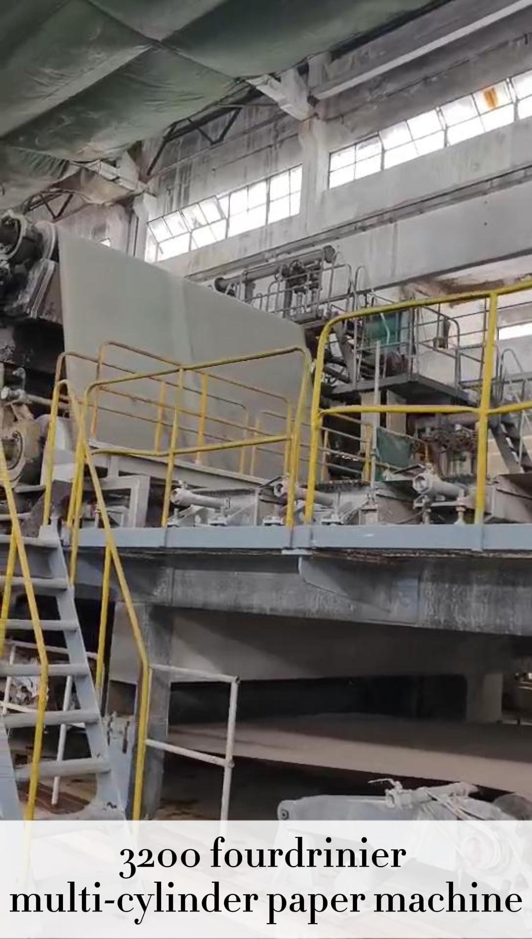 Used 3200mm Right-Hand Fourdrinier Multi-Cylinder Paper Machine, 400m/min design speed, complete with Hewitt air-cushion headbox, Andritz headbox screen, 40pcs dryer cylinders, full vacuum system, branded auxiliary parts and integrated control system. Well-maintained second-hand equipment with stable performance, high-efficiency paper production capacity, cost-effective for paper mill investment. Contact for detailed parameters, inspection report and competitive quotation.