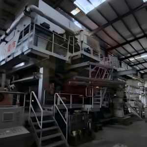 Used 2850mm High-Speed Vacuum Cylinder Tissue Machine (Manufacturer: Baotuo), 800m/min machine speed, equipped with Φ3.66m dryer cylinder (3.25m working width), Φ700mm vacuum support roll, Φ600mm grooved roll, Φ1.1m vacuum cylinder, and complete transmission motors & control cabinets. Well-maintained, high-speed stable operation, cost-effective for tissue production, welcome to inquire for details and quotation.